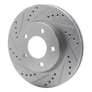 Chrysler LHS Brake Rotor (1) - Front Left - R1 Concepts - Drilled & Slotted - Silver - `98-`00